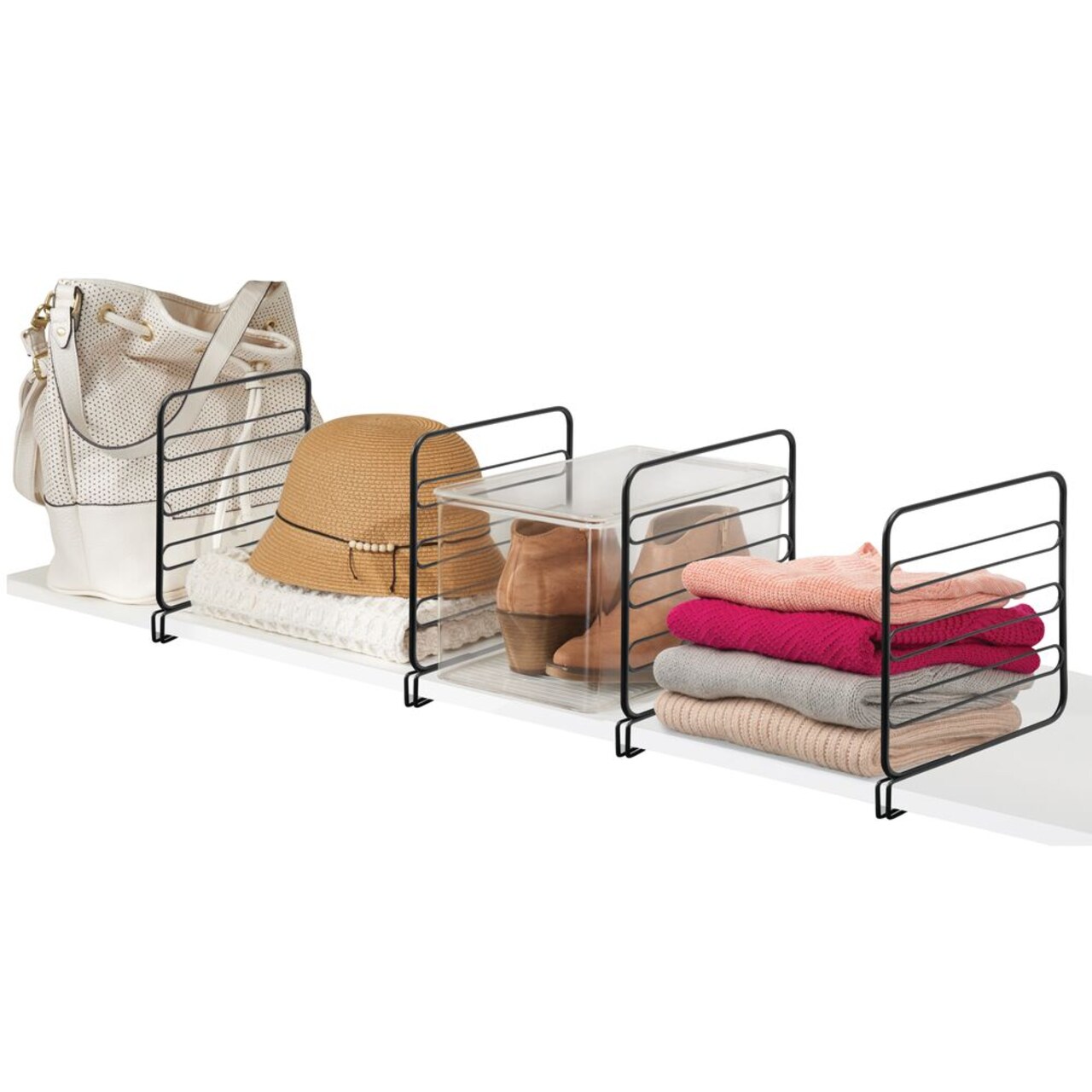 mDesign Versatile Metal Wire Closet Shelf Divider and Separator